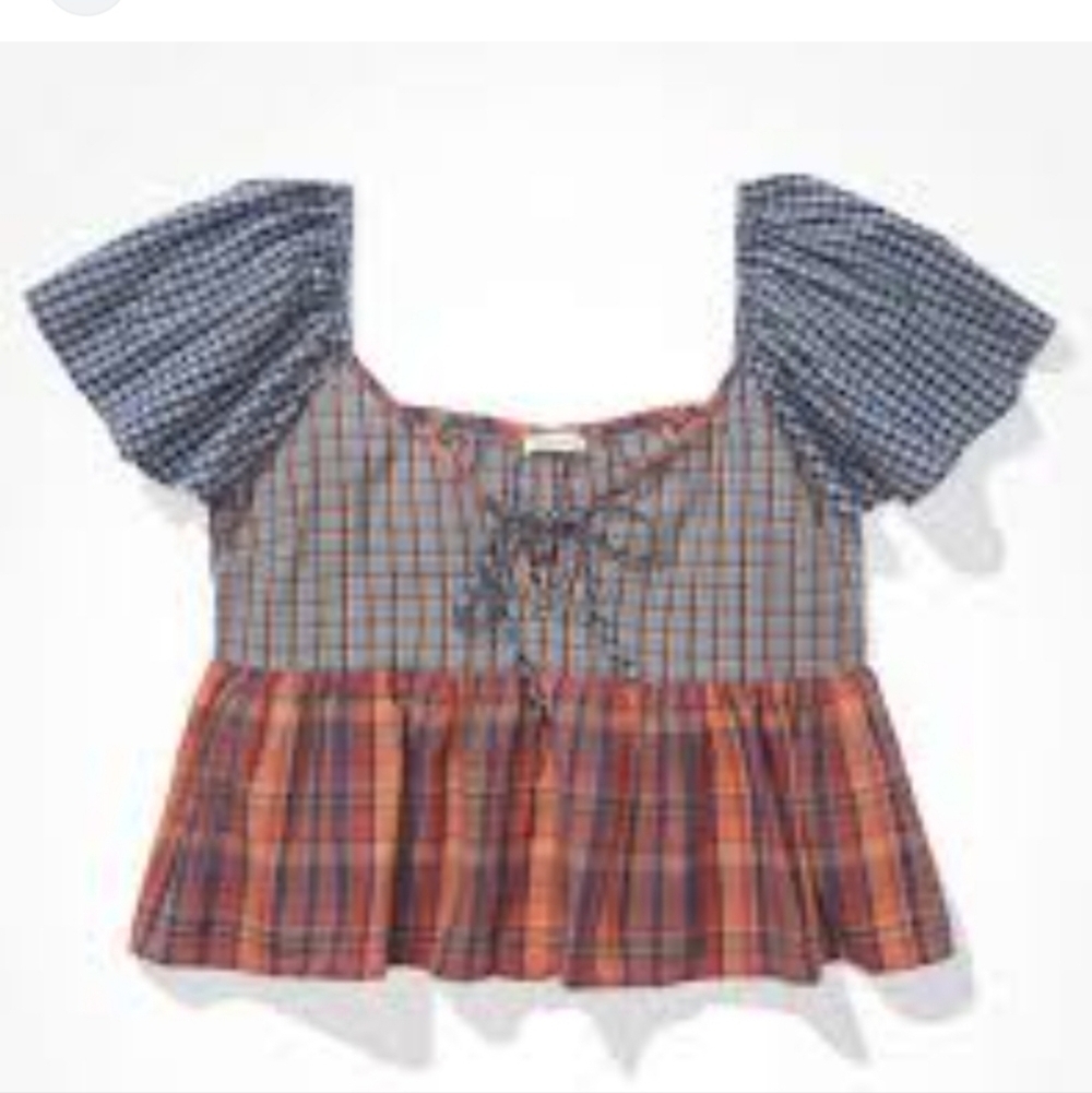 American Eagle V-Neck Babydoll Blouse Size L - Picture 3 of 12